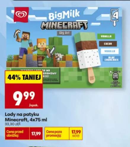 Lody na patyku Minecraft Big Milk 4-pak