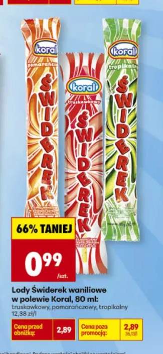 Lody Świderek waniliowe w polewie truskawkowej