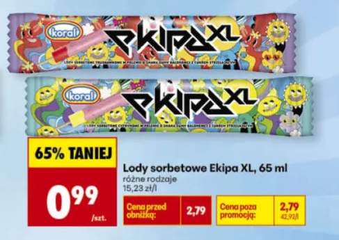 Lody sorbetowe Ekipa XL truskawkowe