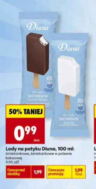 Lody na patyku Diuna śmietankowe