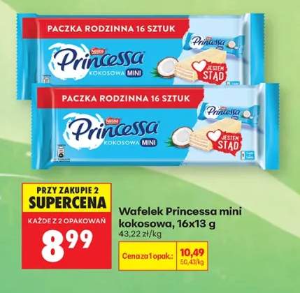 Wafelek Princessa mini kokosowa 16-pak