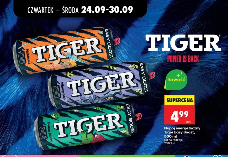 Napój energetyczny Tiger Easy Boost mirabelka +2 warianty