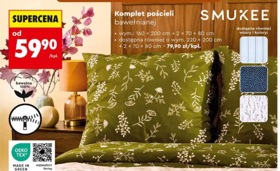 Komplet pościeli bawełnianej Smukee 160x200 cm +1 wariant