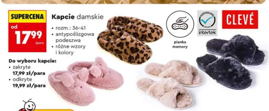 Kapcie damskie zakryte Clevé +1 wariant