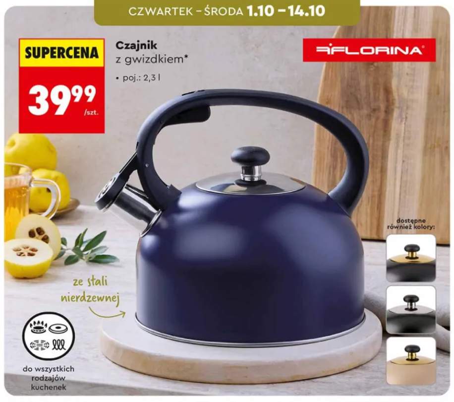 Czajnik z gwizdkiem 2,3 l ze stali nierdzewnej Florina
