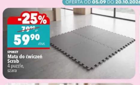 Mata do ćwiczeń Scrab 4 puzzle szara Spokey