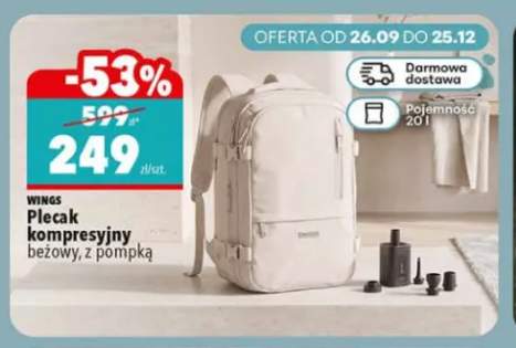 Plecak kompresyjny beżowy z pompką Wings