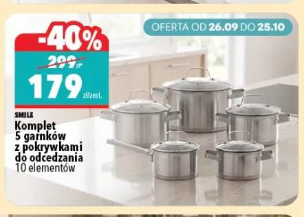 Komplet 5 garnków z pokrywkami do odcedzania 10 elementów Smile