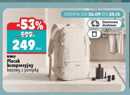 Plecak kompresyjny beżowy z pompką Wings