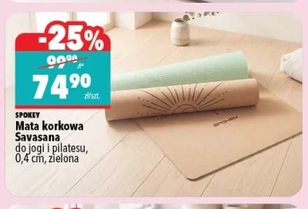 Mata korkowa Savasana do jogi i pilatesu 0,4 cm zielona Spokey