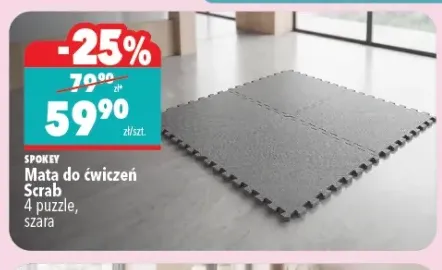 Mata do ćwiczeń Scrab 4 puzzle szara Spokey