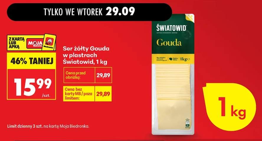Ser żółty gouda w plastrach Światowid