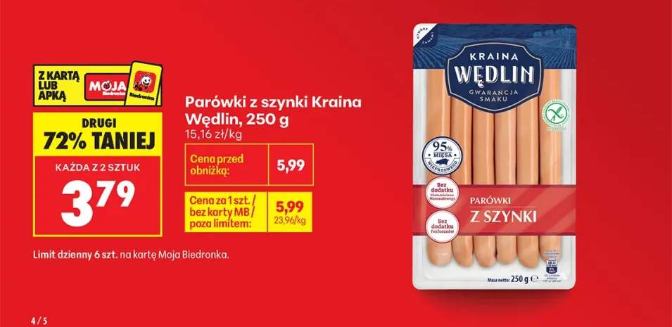 Parówki z szynki Kraina Wędlin