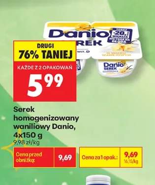 Serek homogenizowany waniliowy Danio 4-pak