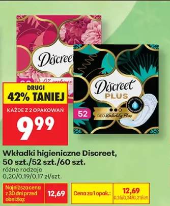 Wkładki higieniczne Discreet 50 szt. +2 warianty
