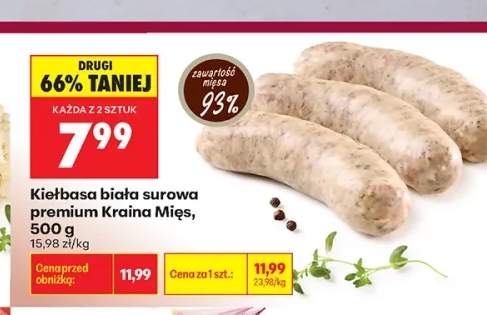 Kiełbasa biała surowa premium Kraina Mięs