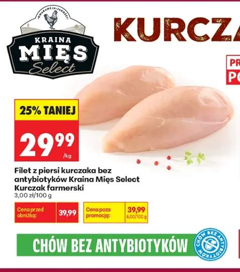 Filet z piersi kurczaka bez antybiotyków Kraina Mięs Select Kurczak farmerski