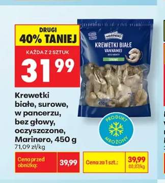 Krewetki białe surowe w pancerzu bez głowy oczyszczone Marinero
