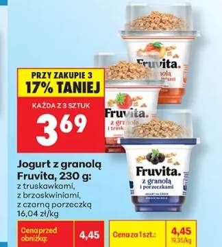Jogurt z granolą Fruvita z truskawkami +2 warianty