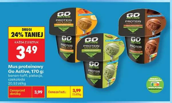 Mus proteinowy Go Active banan-toffi +2 warianty