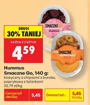 Hummus klasyczny z chipsami z buraka Smaczne Go +1 wariant