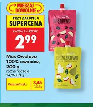 Mus Owolovo 100% owoców wiśniowo +1 wariant