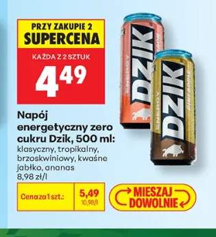 Napój energetyczny zero cukru Dzik klasyczny +4 warianty