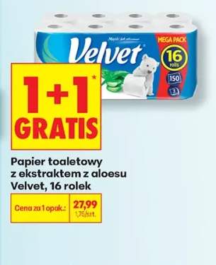 Papier toaletowy z ekstraktem z aloesu Velvet 16-pak