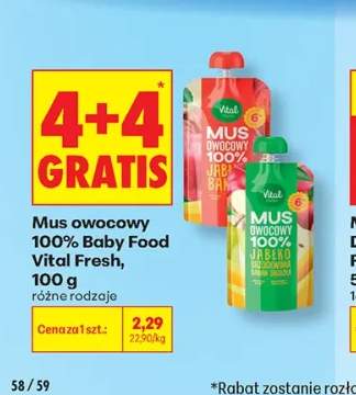 Mus owocowy 100% Baby Food Vital Fresh jabłko banan +1 wariant