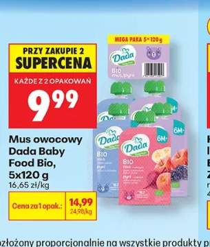 Mus owocowy Dada Baby Food Bio 5-pak