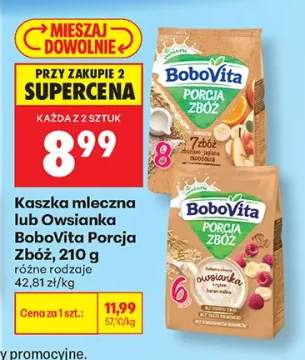 Kaszka mleczna BoboVita Porcja Zbóż 7 zbóż zbożowo-jaglana owocowa +1 wariant