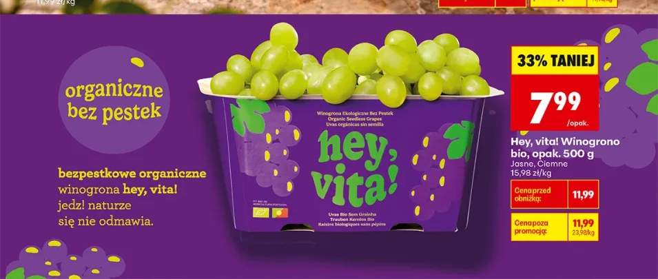 Winogrona bio jasne Hey, Vita! +1 wariant