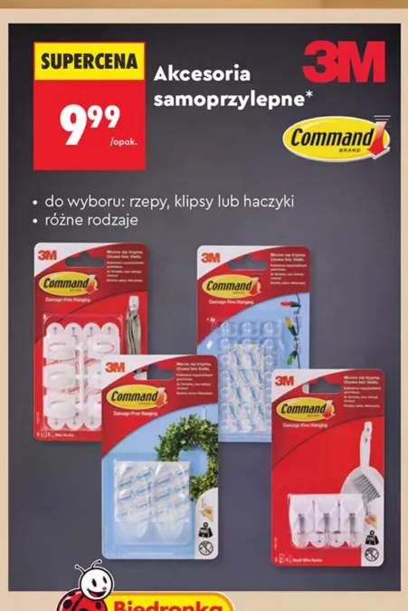 Akcesoria samoprzylepne rzepy Command +2 warianty