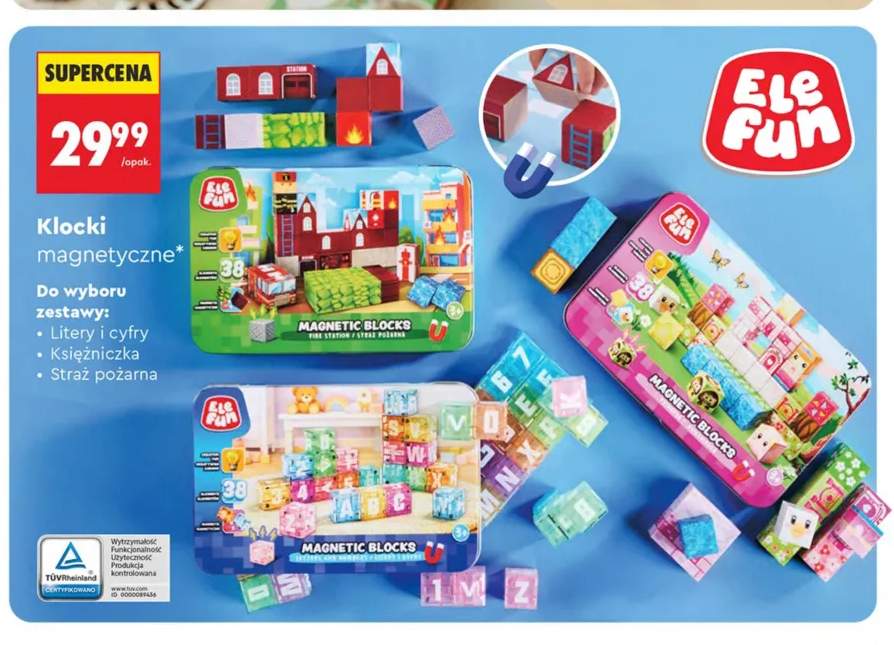 Klocki magnetyczne Litery i cyfry EleFun +2 warianty