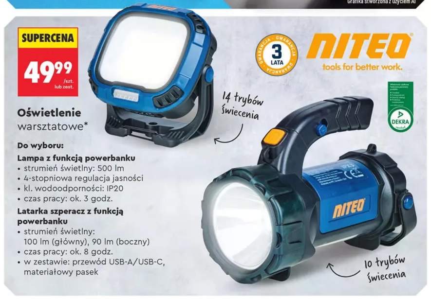 Lampa z funkcją powerbanku Niteo +1 wariant