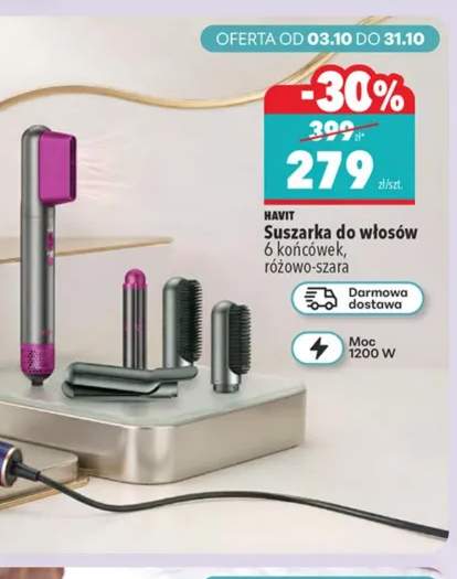 Suszarka do włosów 6 końcówek różowo-szara Havit