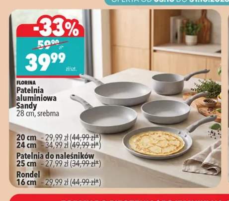 Patelnia aluminiowa Sandy 28 cm srebrna Florina +4 warianty