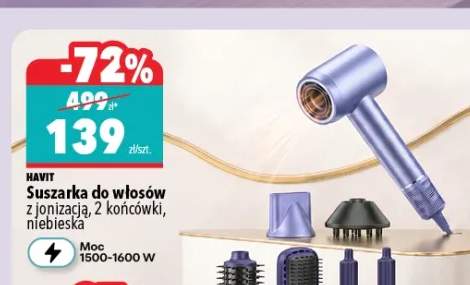 Suszarka do włosów z jonizacją 2 końcówki niebieska Havit