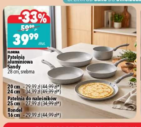Patelnia aluminiowa Sandy 28 cm srebrna Florina +4 warianty