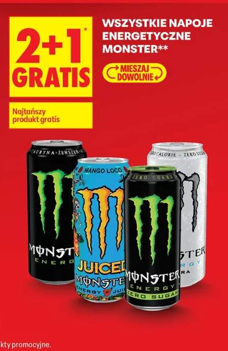 Napoje energetyczne Monster +4 warianty