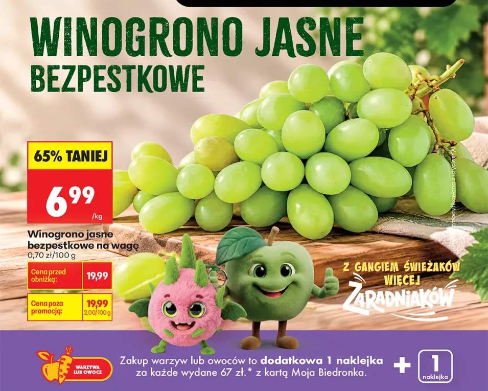Winogrona jasne bezpestkowe