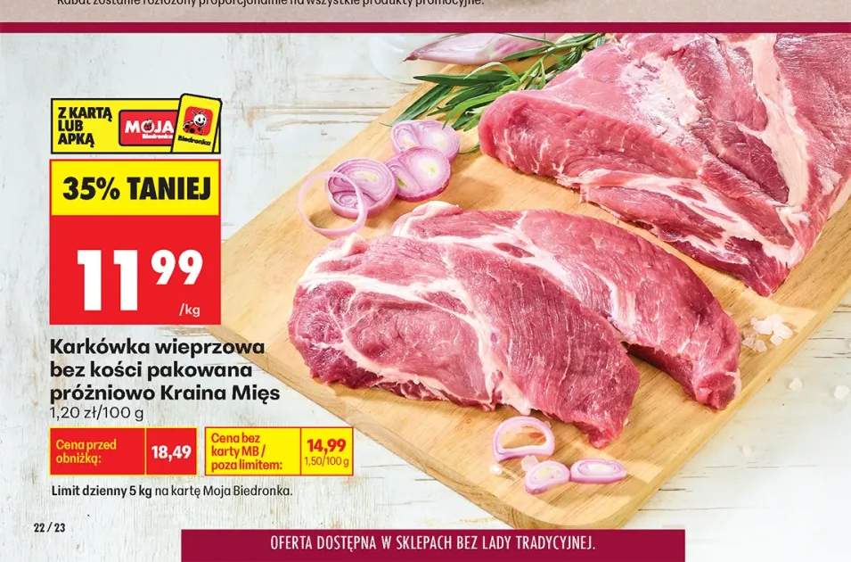 Karkówka wieprzowa bez kości pakowana próżniowo Kraina Mięs