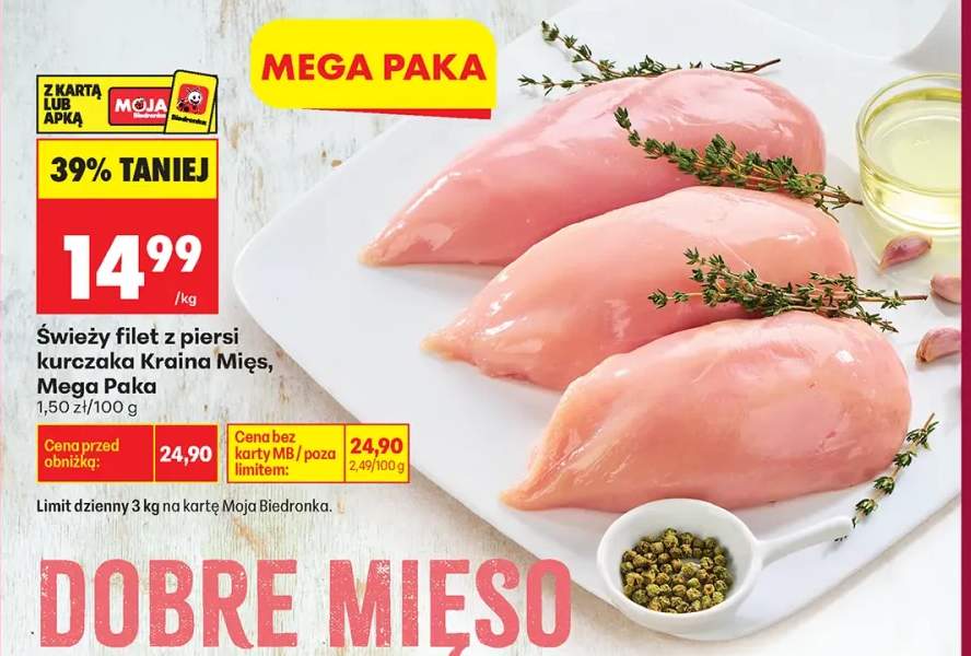 Świeży filet z piersi kurczaka Kraina Mięs Mega Paka