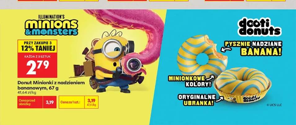 Donut Minionki z nadzieniem bananowym Doti Donuts