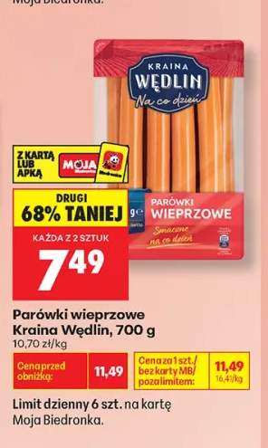 Parówki wieprzowe Kraina Wędlin