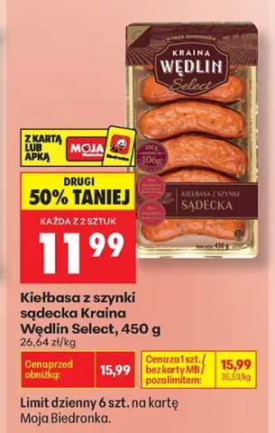 Kiełbasa z szynki sądecka Kraina Wędlin Select