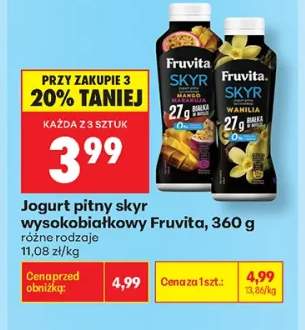 Jogurt pitny skyr wysokobiałkowy Fruvita