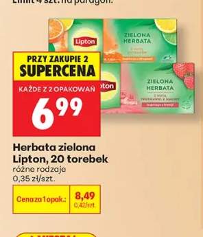 Herbata zielona z nutą truskawki i maliny Lipton +1 wariant