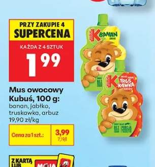 Mus owocowy Kubuś banan +3 warianty