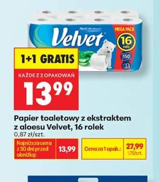 Papier toaletowy z ekstraktem z aloesu Velvet